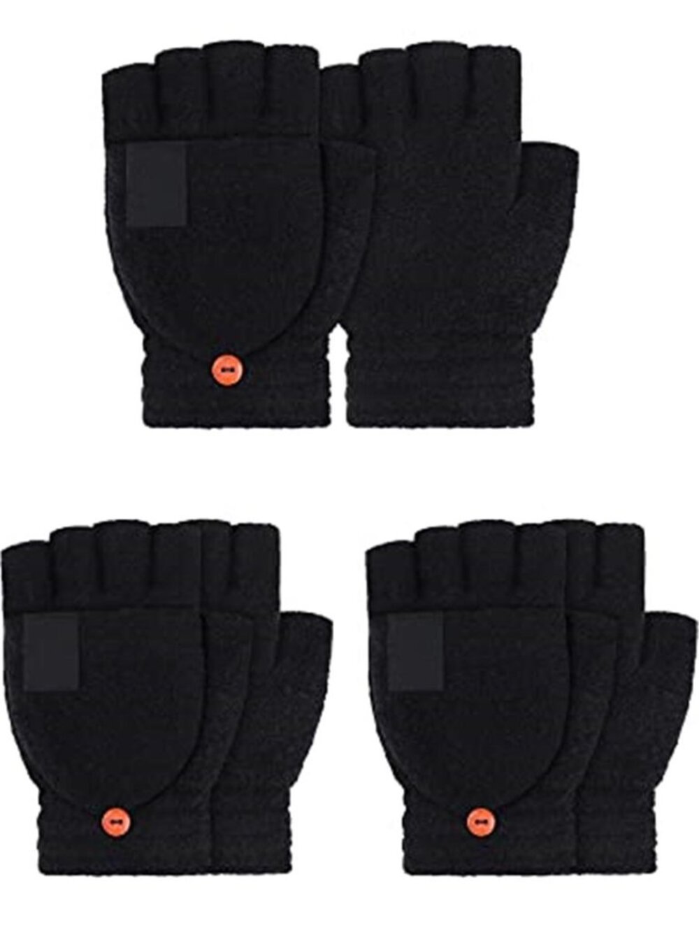 3 Pack Unisex Winter Knitted Convertible Fingerless Gloves